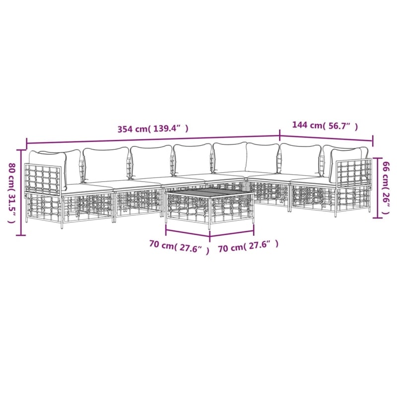 Pemberly Row Contemporary Garden Lounge Set in Anthracite/Gray