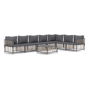 Pemberly Row Contemporary Garden Lounge Set in Anthracite/Gray