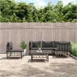 Pemberly Row Poly Rattan Large Modular Garden Lounge Set Charcoal