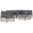 Pemberly Row Poly Rattan Large Modular Garden Lounge Set Charcoal