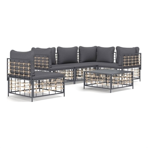 Pemberly Row Poly Rattan Large Modular Garden Lounge Set Charcoal