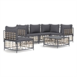 Pemberly Row Poly Rattan Large Modular Garden Lounge Set Charcoal