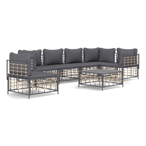 Pemberly Row Contemporary Garden Lounge Set in Anthracite/Gray