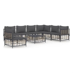 Pemberly Row Contemporary Garden Lounge Set in Anthracite/Gray