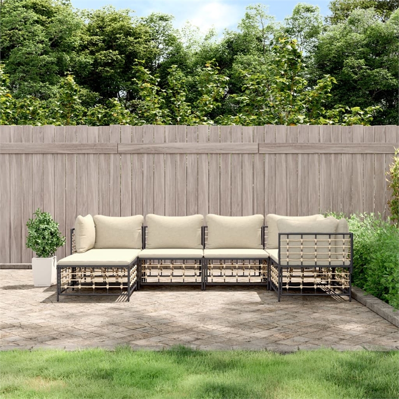Pemberly Row Contemporary Garden Lounge Set in Anthracite/Gray