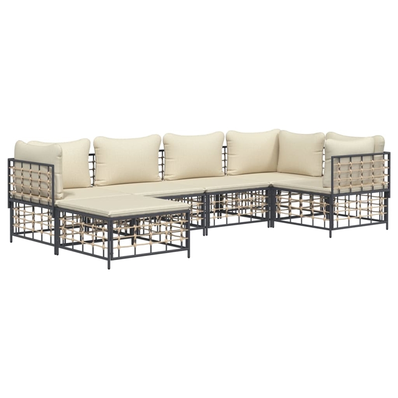 Pemberly Row Contemporary Garden Lounge Set in Anthracite/Gray