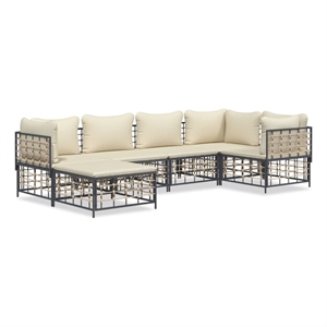 Pemberly Row Contemporary Garden Lounge Set in Anthracite/Gray