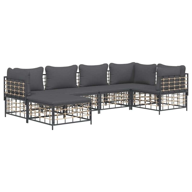 Pemberly Row Contemporary Garden Lounge Set in Anthracite/Gray