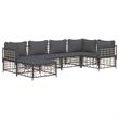 Pemberly Row Contemporary Garden Lounge Set in Anthracite/Gray