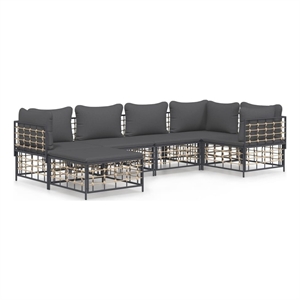 Pemberly Row Contemporary Garden Lounge Set in Anthracite/Gray