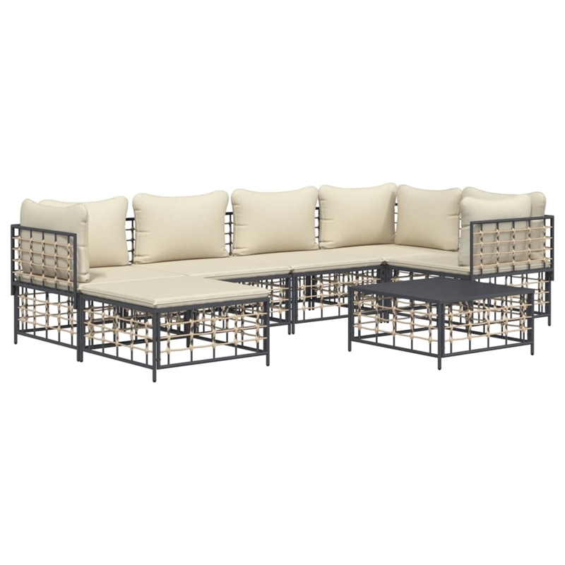 Pemberly Row Poly Rattan Large Modular Garden Lounge Set in Anthracite