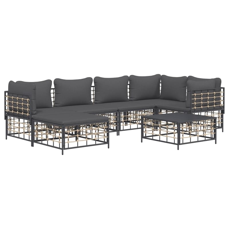 Pemberly Row Contemporary Garden Lounge Set in Anthracite/Gray