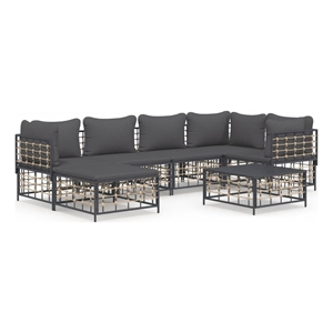 Pemberly Row Contemporary Garden Lounge Set in Anthracite/Gray