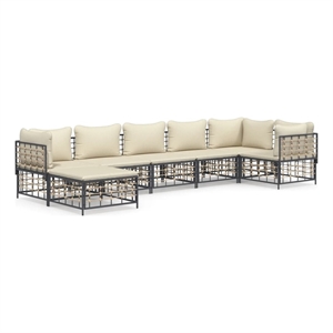 Pemberly Row Contemporary Garden Lounge Set Dark Gray And Beige