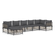 Pemberly Row Poly Rattan Large Modular Garden Lounge Set in Anthracite