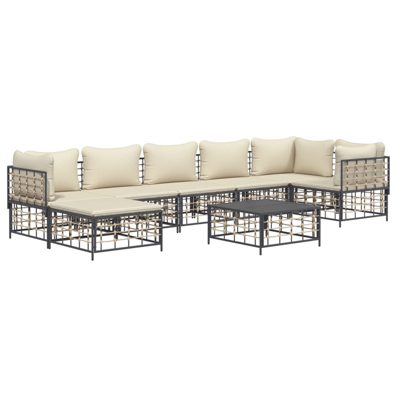 Pemberly Row Poly Rattan Large Modular Garden Lounge Set in Anthracite