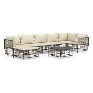 Pemberly Row Poly Rattan Large Modular Garden Lounge Set in Anthracite