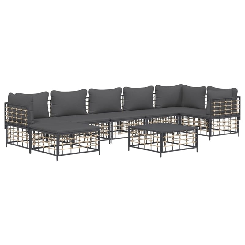 Pemberly Row Contemporary Garden Lounge Set in Anthracite/Gray