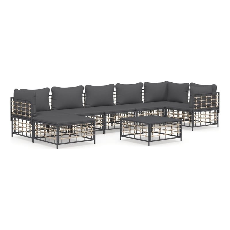 Pemberly Row Contemporary Garden Lounge Set in Anthracite/Gray
