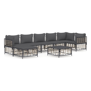 Pemberly Row Contemporary Garden Lounge Set in Anthracite/Gray
