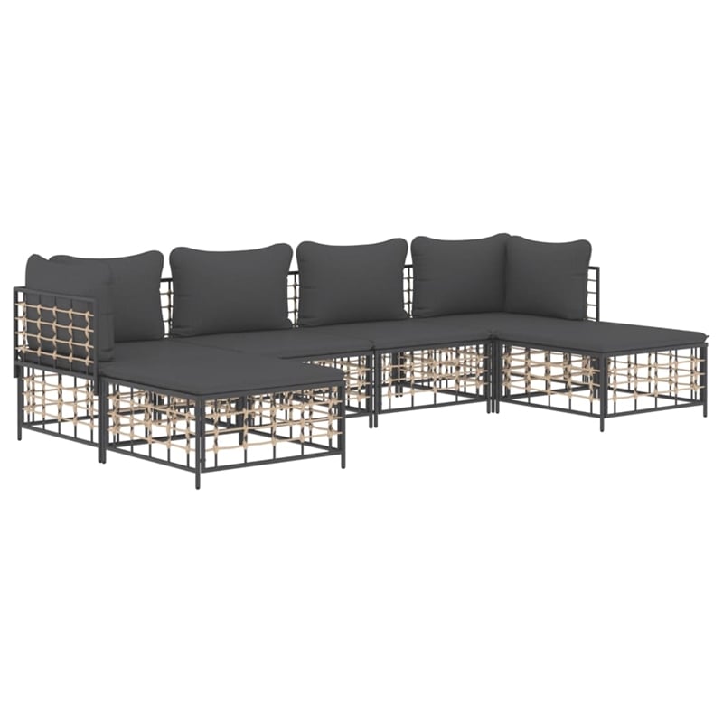Pemberly Row Contemporary Garden Lounge Set in Anthracite/Gray