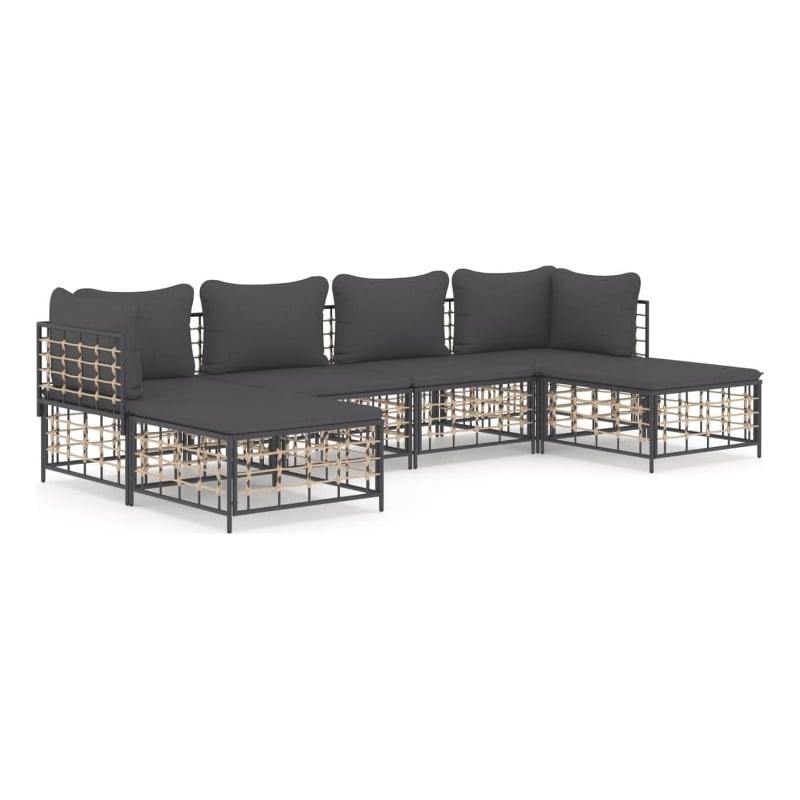 Pemberly Row Contemporary Garden Lounge Set in Anthracite/Gray