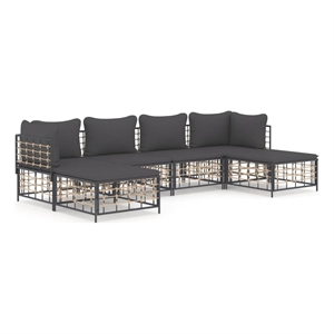 Pemberly Row Contemporary Garden Lounge Set in Anthracite/Gray