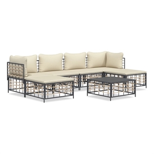 Pemberly Row Contemporary Garden Lounge Set in Anthracite And Beige