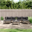Pemberly Row Synthetic Poly Rattan Garden Lounge Set Dark Gray
