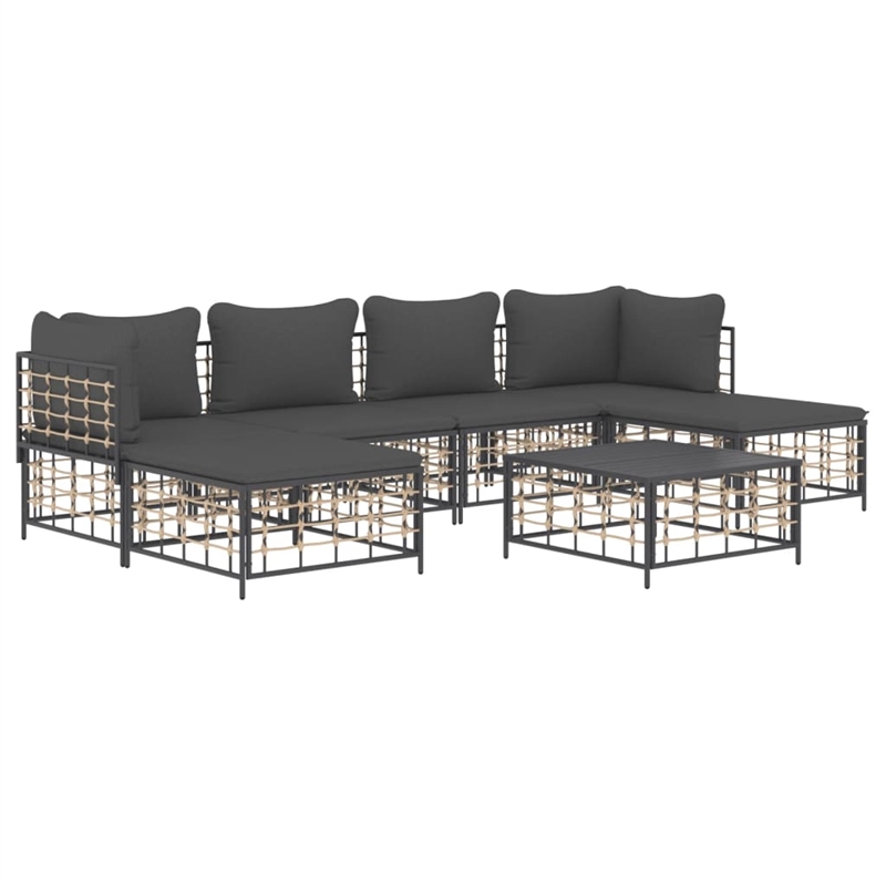 Pemberly Row Synthetic Poly Rattan Garden Lounge Set Dark Gray