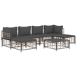 Pemberly Row Synthetic Poly Rattan Garden Lounge Set Dark Gray
