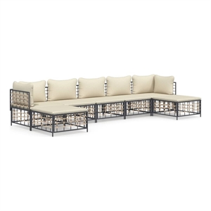 Pemberly Row Contemporary Garden Lounge Set in Anthracite & Beige