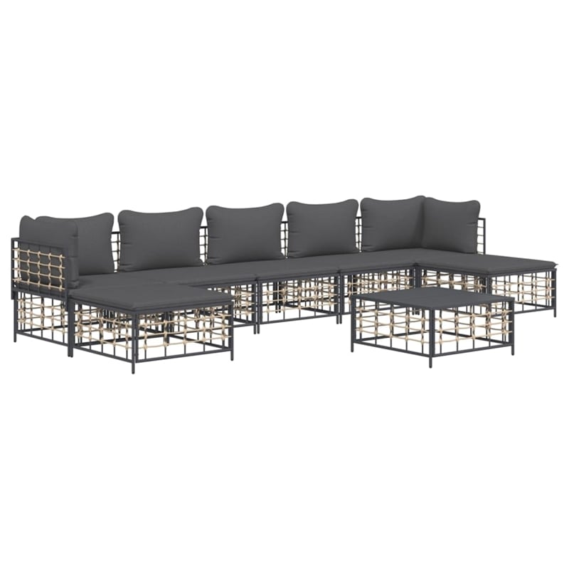 Pemberly Row Contemporary Garden Lounge Set in Anthracite/Gray