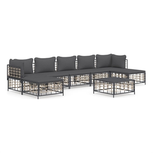 Pemberly Row Contemporary Garden Lounge Set in Anthracite/Gray