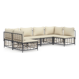 Pemberly Row Contemporary Garden Lounge Set in Anthracite & Beige