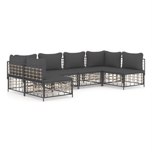 Pemberly Row Contemporary Garden Lounge Set in Anthracite & Dark Gray