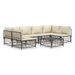 Pemberly Row Contemporary Garden Lounge Set in Anthracite/Gray