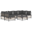 Pemberly Row Poly Rattan Modular Garden Lounge Set in Anthracite