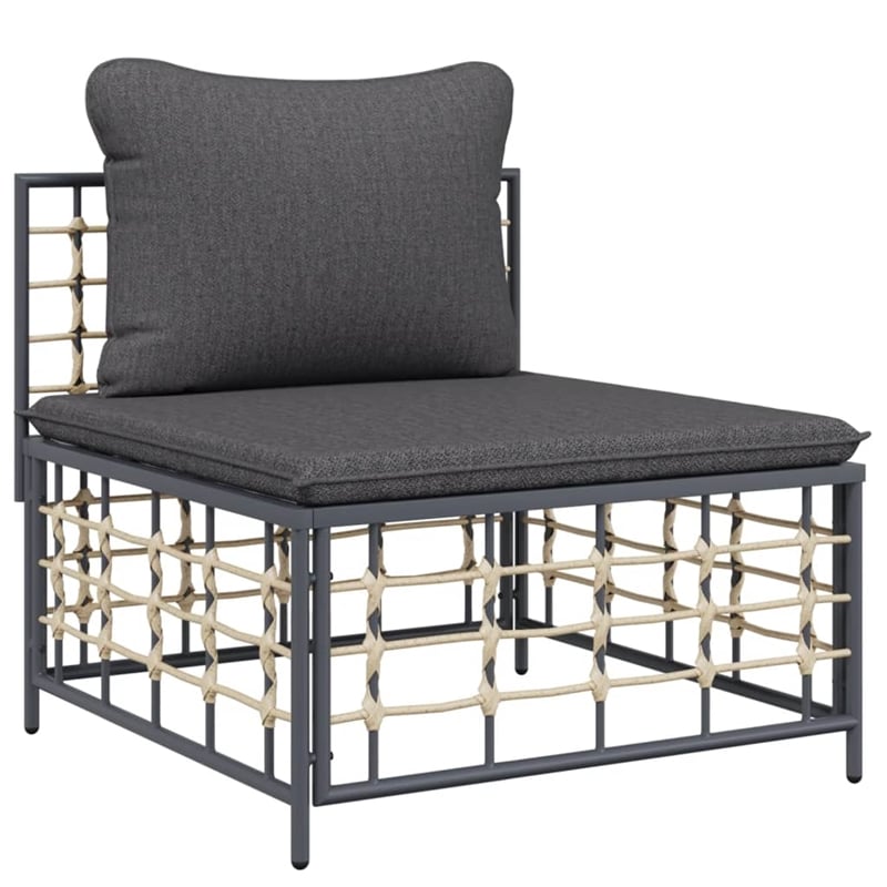 Pemberly Row Poly Rattan Modular Garden Lounge Set in Anthracite