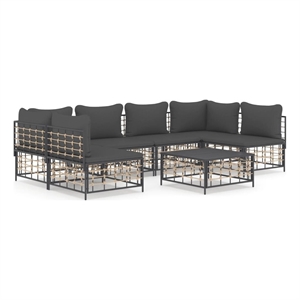 Pemberly Row Poly Rattan Modular Garden Lounge Set in Anthracite