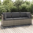 Pemberly Row Rattan Powder-Coated Steel & Polyester & Pvc Garden Lounge Set Gray