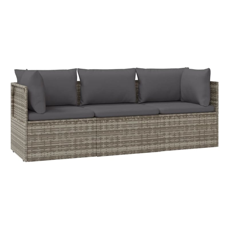 Pemberly Row Rattan Powder-Coated Steel & Polyester & Pvc Garden Lounge Set Gray