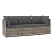 Pemberly Row Rattan Powder-Coated Steel & Polyester & Pvc Garden Lounge Set Gray