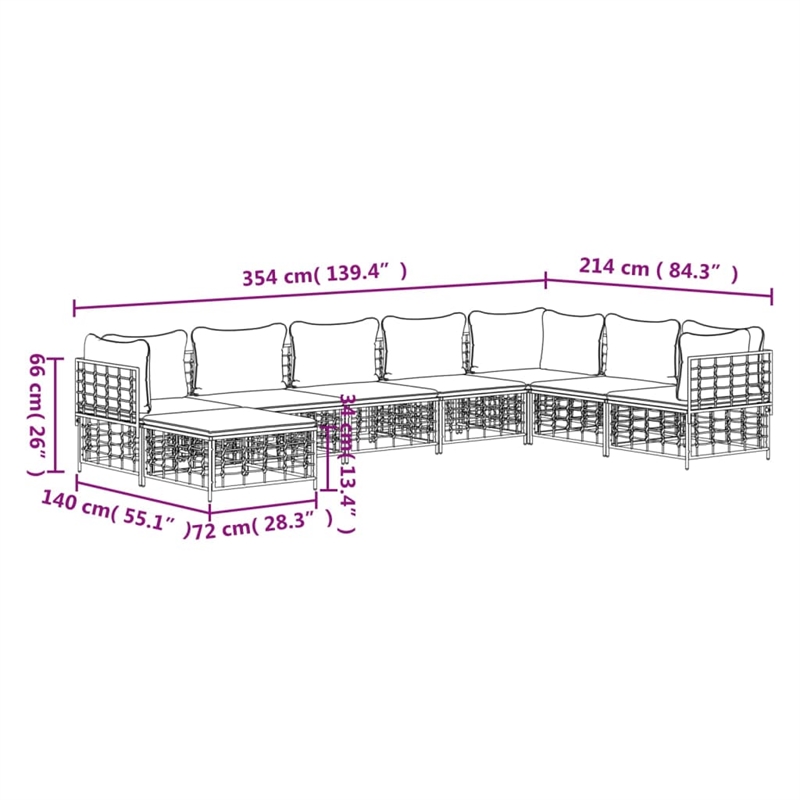 Pemberly Row Contemporary Garden Lounge Set in Anthracite/Gray