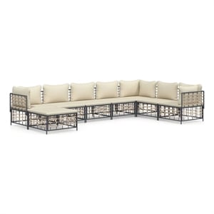 Pemberly Row Contemporary Garden Lounge Set in Anthracite/Gray