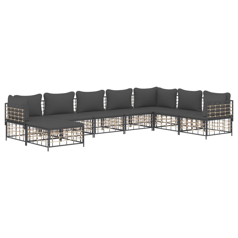 Pemberly Row Contemporary Garden Lounge Set in Anthracite/Gray