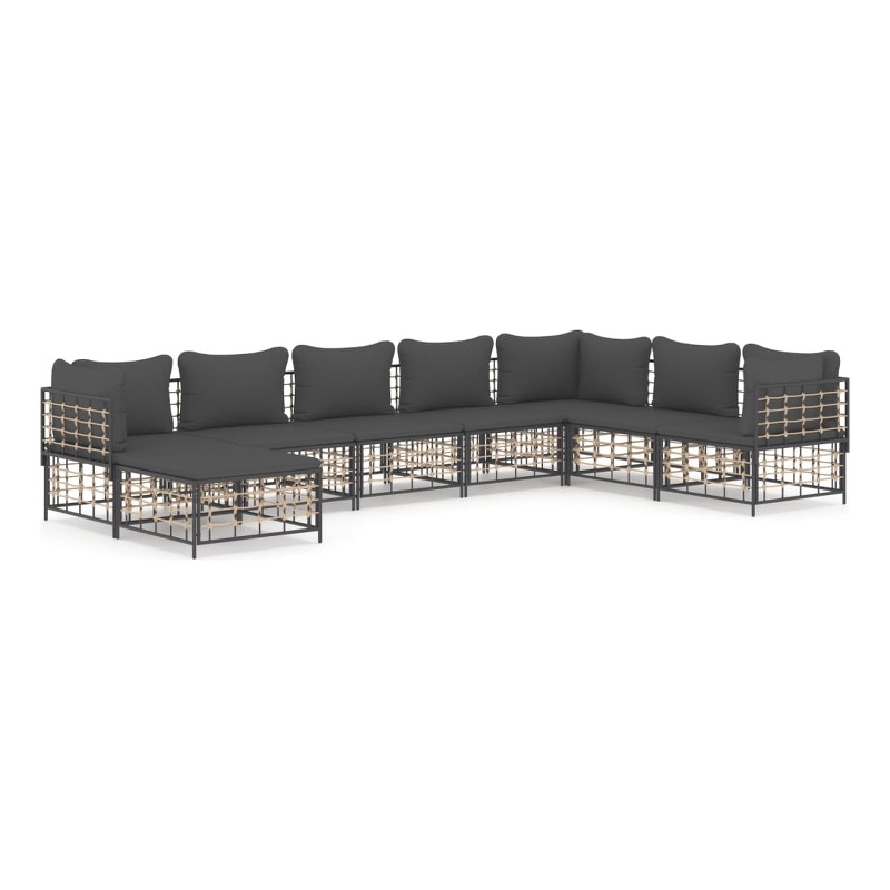 Pemberly Row Contemporary Garden Lounge Set in Anthracite/Gray