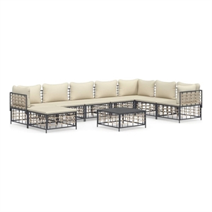 Pemberly Row Contemporary Garden Lounge Set in Anthracite/Gray