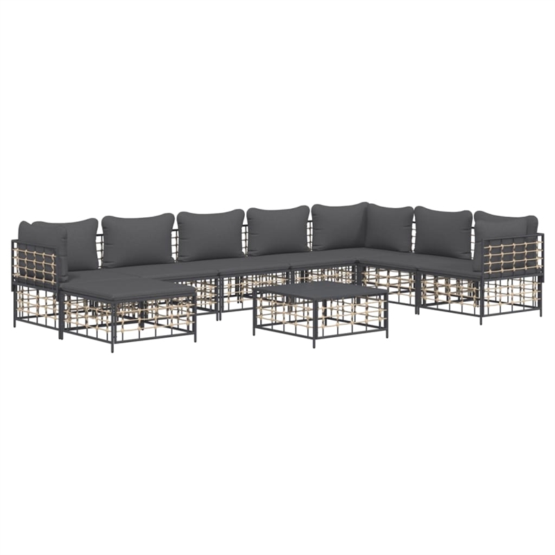 Pemberly Row Contemporary Garden Lounge Set in Anthracite/Gray