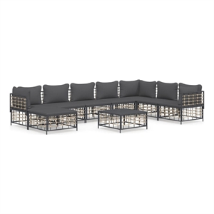 Pemberly Row Contemporary Garden Lounge Set in Anthracite/Gray